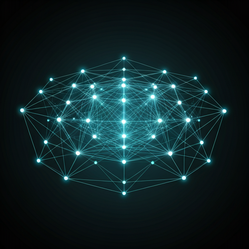 Neural network diagram with cyan nodes